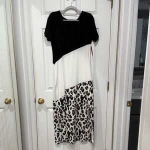 Stylish Black and White Leopard Print Dress